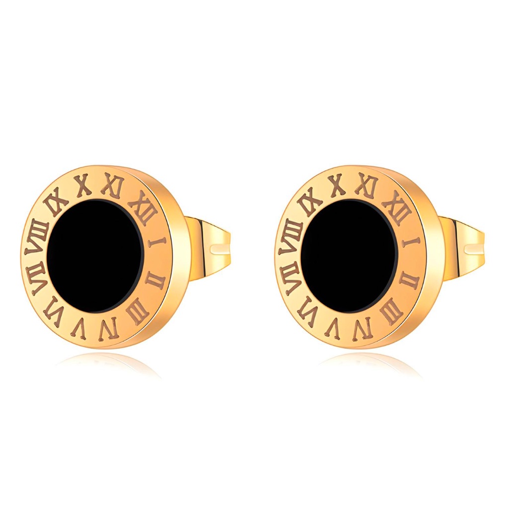 Gold Roman Numeral Earrings